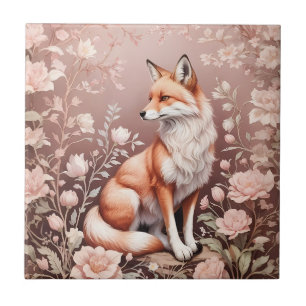Carreau Renard Avec Flore Rose Rêvé