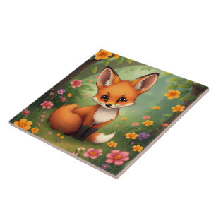 Carreau Renard brun mignon dans la forêt