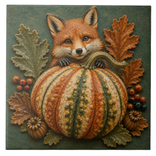 Carreau Renard d'automne et récolte de la forêt de citroui