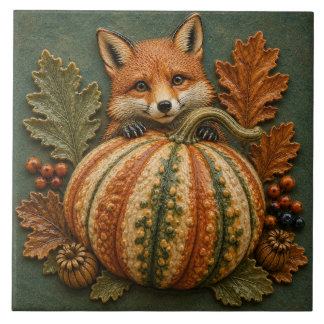Carreau Renard d'automne et récolte de la forêt de citroui