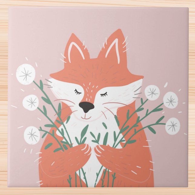 Carreau Renard de corail lunaire avec Dandelions (Créateur téléchargé)