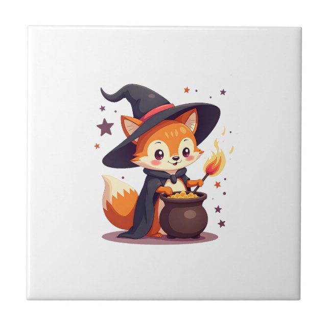 Carreau Renard de sorcière mignon � T-shirt d'animal magiq (Devant)