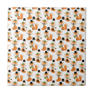 Carreau Renard orange automne arbres forêt lunettes hipste