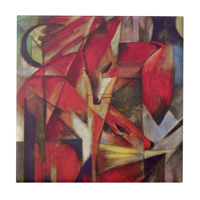 Carreau Renards par Franz Marc, Art Cubisme Abstrait Vinta (Devant)
