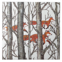 Renards rouges dans Woods Art Rustique Look LG Car