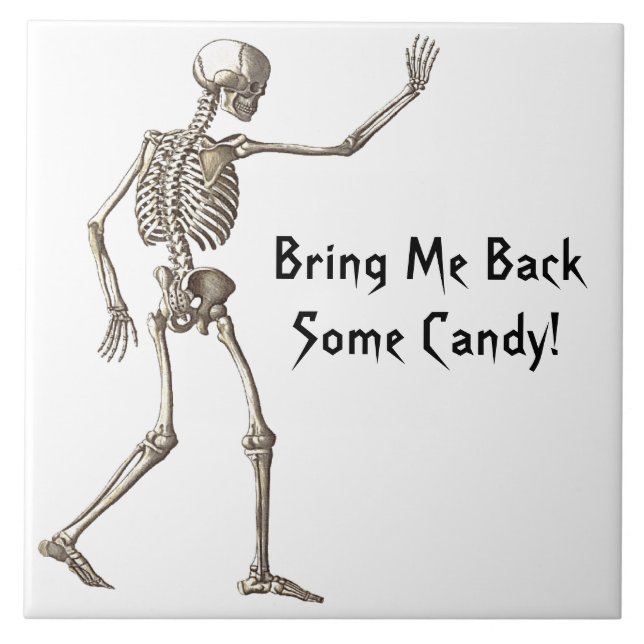 Carreau Rendez-moi quelques bonbons squelette Halloween (Devant)