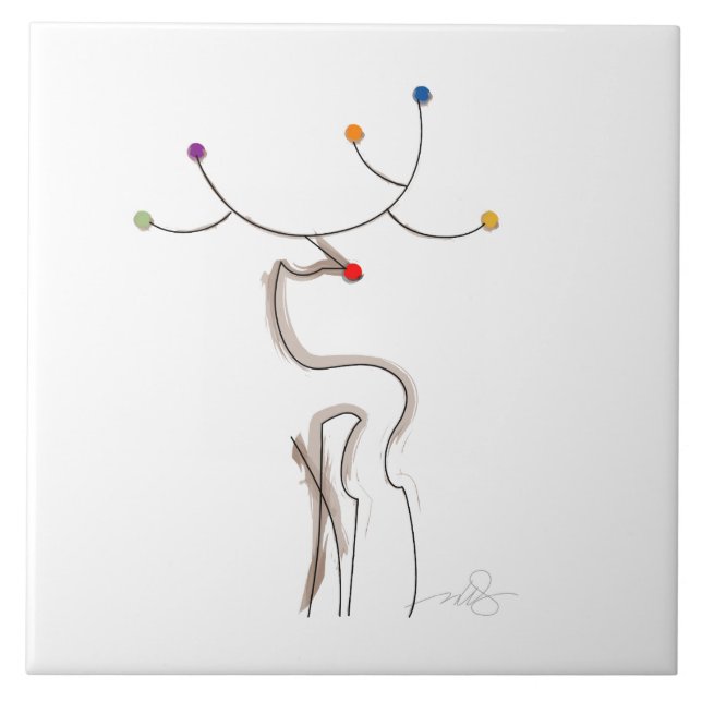 Carreau Renne de Noël à nez rouge (Devant)