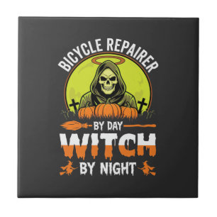 Carreau Réparateur de vélos Halloween le jour sorcière la 