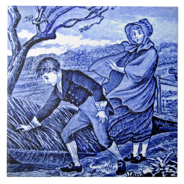 Carreau Repro Antique Wedgwood Blue Calendar Series Mars (Devant)