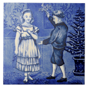 Carreau Repro Antique Wedgwood Blue Décembre Calendrier