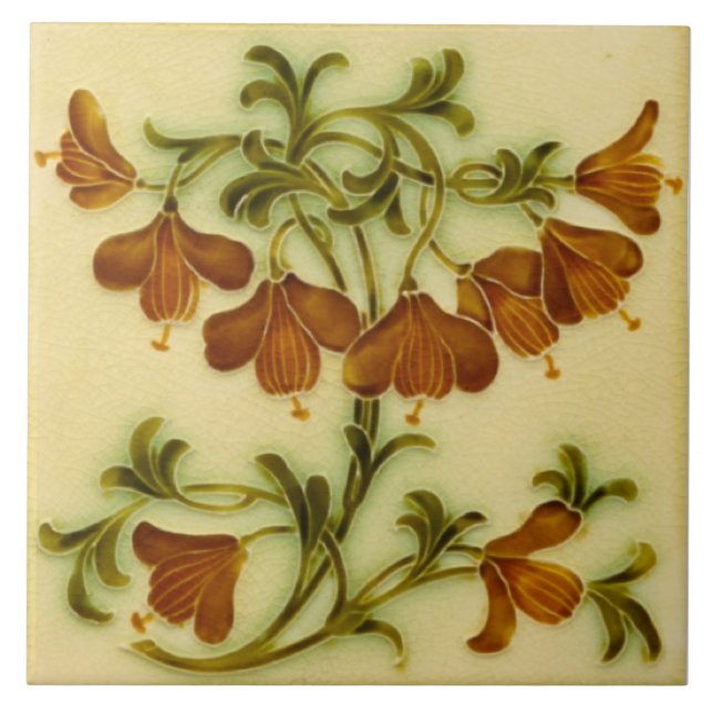 Carreau Repro Art Nouveau Floral Faux Embossés (Devant)