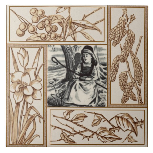 Carreau Repro Captorian Bo Peep Nursery Rhyme Transware (Devant)