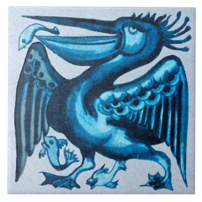 Carreau Repro de l'original de Morgan Blue Pelican Bird (Devant)