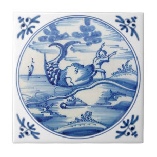 Carreau Repro Delft Biblique Jonah et la Baleine 1700