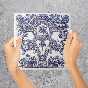 Carreau Repro Delft Carrelage bleu Pourcentage buste