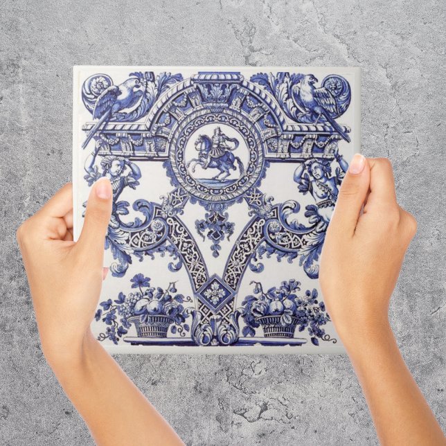 Carreau Repro Delft Carrelage bleu Pourcentage buste (Vintage repro dutch delft blue tile)