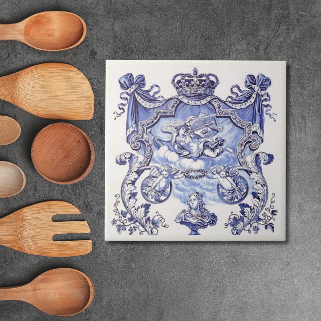 Carreau Repro Delft Carrelage bleu Pourcentage buste (Repro Delft Tile Blue Royalty Bust
)