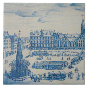 Carreau Repro Delft Nuremberg Ville Carré Carrelage bleu