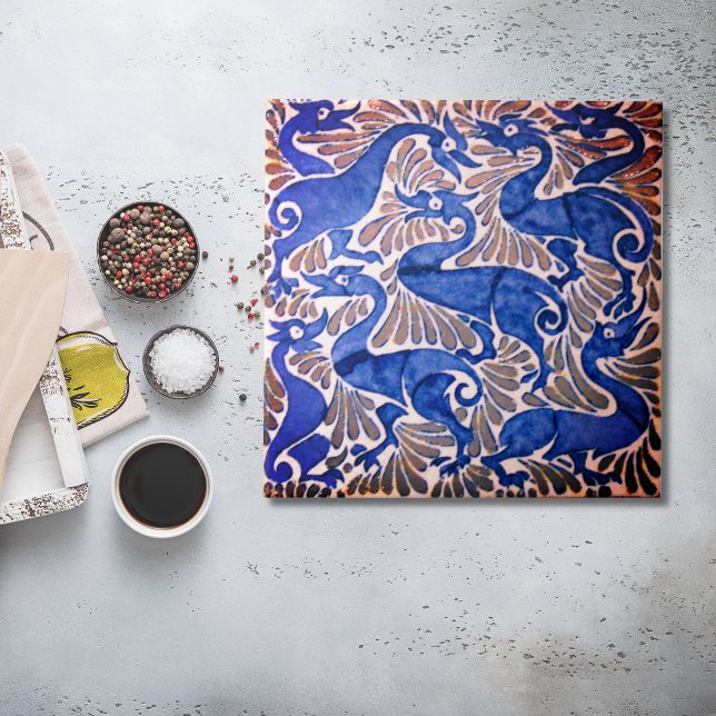 Carreau Repro Edwardian Art Nouveau Carrelage gris bleu (Repro Edwardian Art Nouveau Blue Gray Tile
)