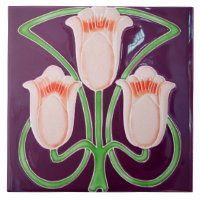 Repro Edwardian Art Nouveau Purple Tulip Floral