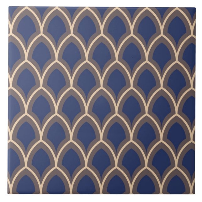 Carreau Repro Espagnol échelle géométrique Azulejos bleu (Devant)