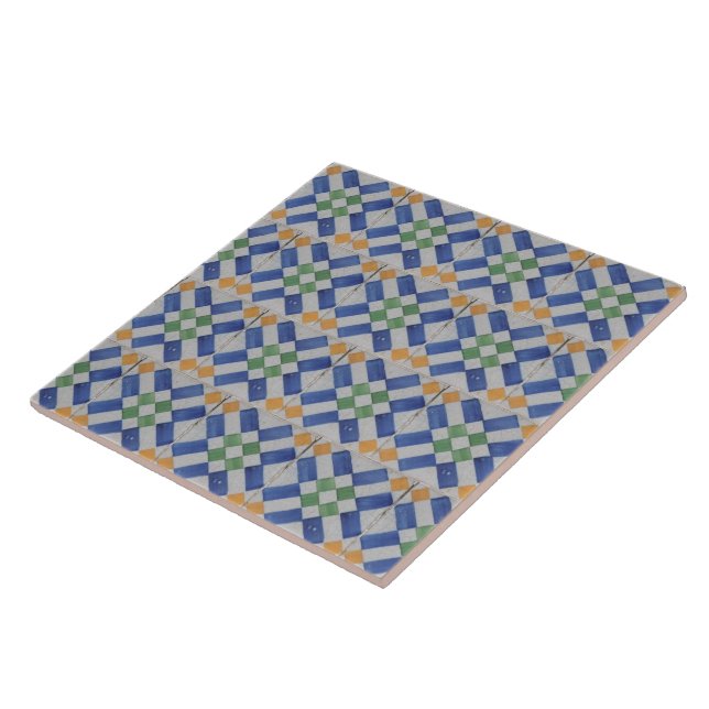 Carreau Repro Espagnol Géométrique Azulejos Bleu Carrelage (Côté)