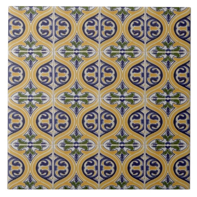 Carreau Repro Espagnol Géométrique Azulejos Bleu Carrelage (Devant)