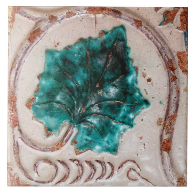 Carreau Repro Espagnol Géométrique Azulejos Feuille verte  (Devant)