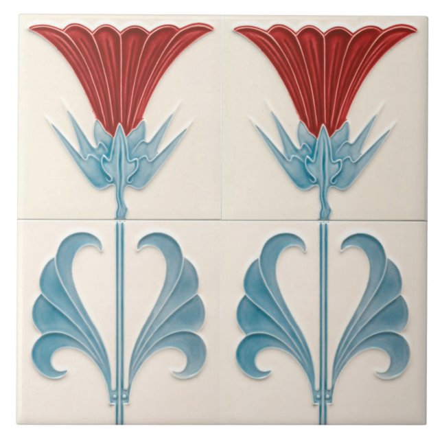 Carreau Repro Fleur allemande Art Nouveau Jugendstil (Devant)