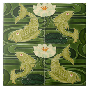 Carreau Repro German Art Nouveau Jugendstil Poisson d'étan