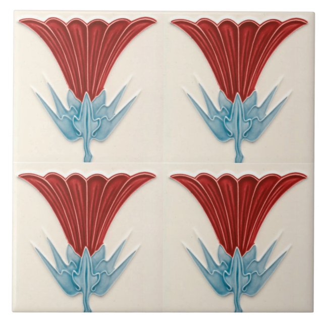 Carreau Repro German Art Nouveau Jugendstil Tile de fleurs (Devant)