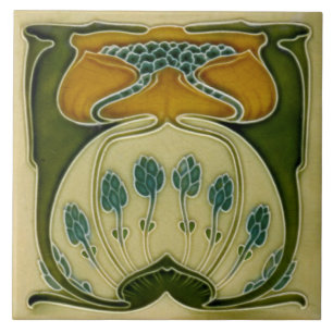 Carreau Repro German Jugendstil Art Nouveau Multi Floral