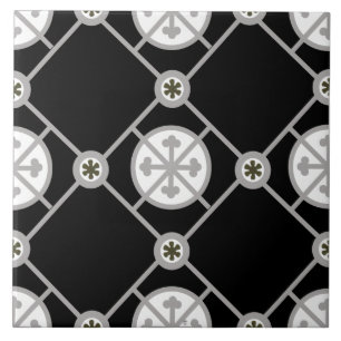 Carreau Repro Gothique Géométrique Motif Noir Blanc Gris