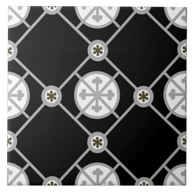 Carreau Repro Gothique Géométrique Motif Noir Blanc Gris (Devant)