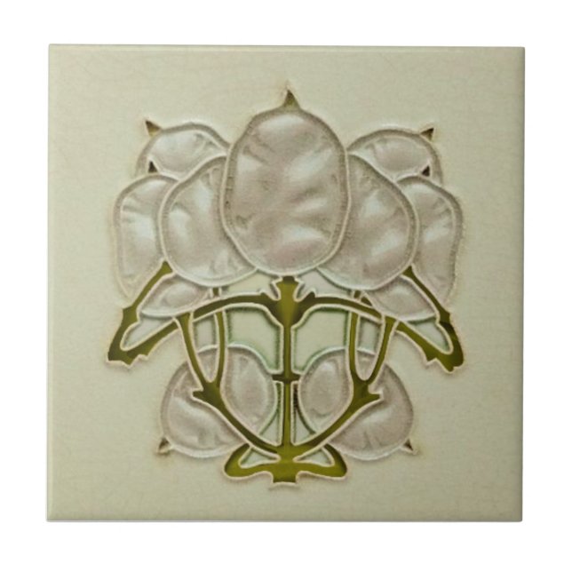 Carreau Repro Jugendstil Art Noveau Plante en argent (Devant)