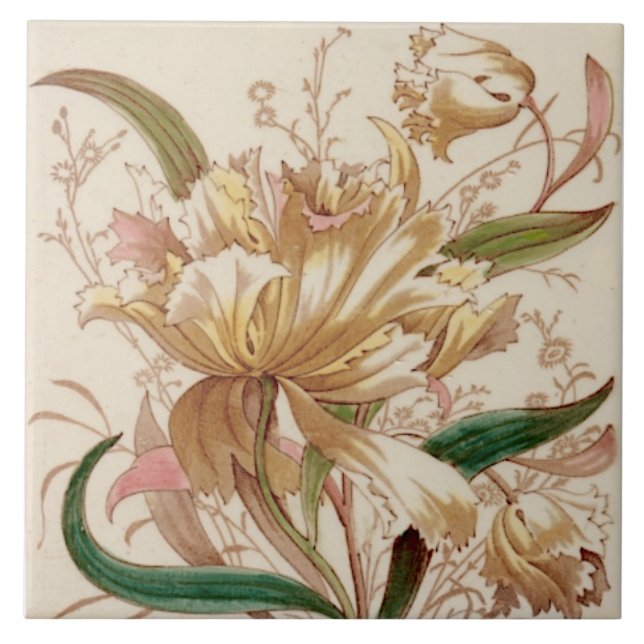 Carreau Repro Lea & Boulton 1890 Floral Transware (Devant)