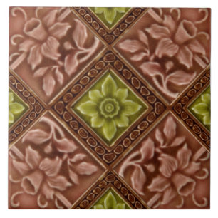 Carreau Repro Malkin Floral Daffodils Geometric Majolica