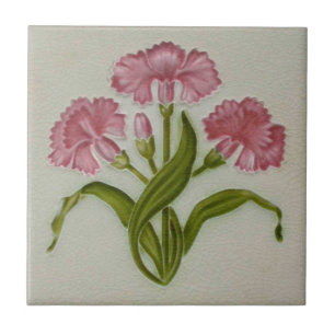 Carreau Repro Meakin Art Nouveau Pink Carnations Floral