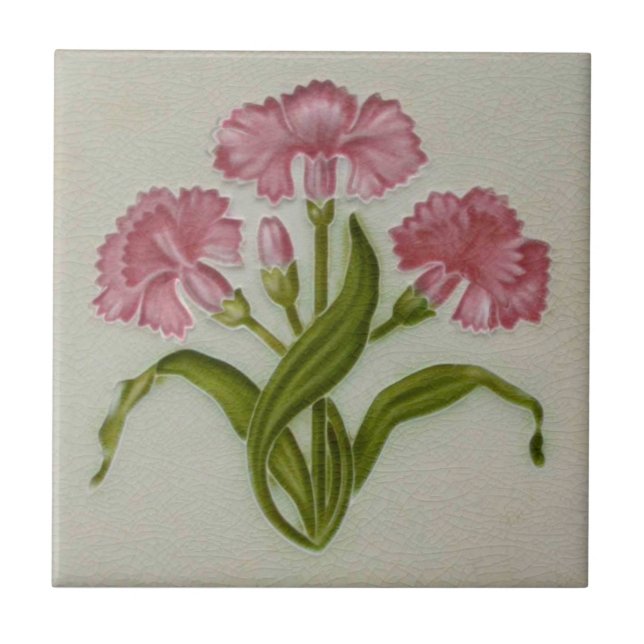 Carreau Repro Meakin Art Nouveau Pink Carnations Floral (Devant)