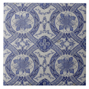 Carreau Repro Portugais bleu géométrique Azulejos Floral