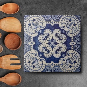 Carreau Repro Portugais bleu géométrique Azulejos Floral