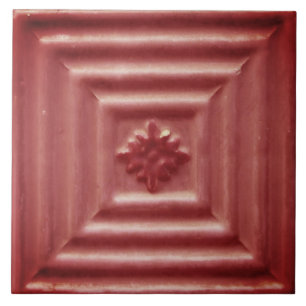 Carreau Repro Portugais Faux Relief Rouge Floral Carrelage