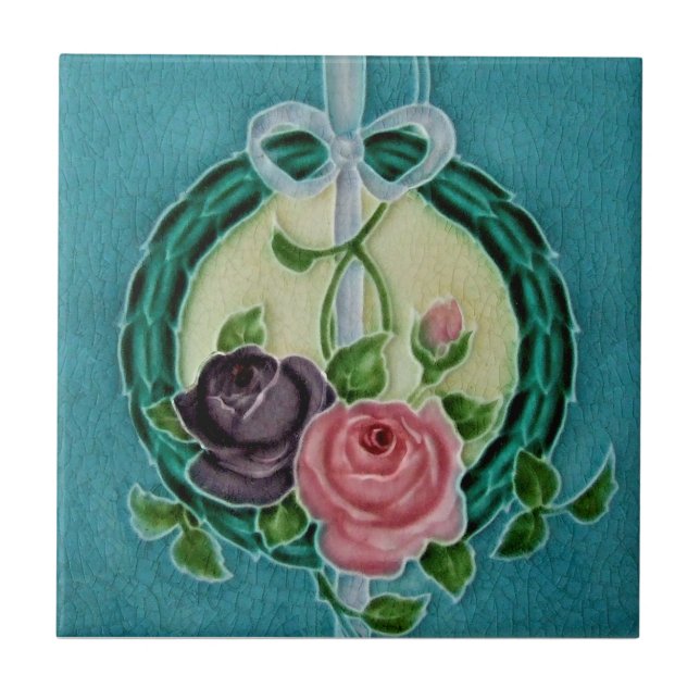 Carreau Repro Richards Roses victoriens Wreath Majolica (Devant)
