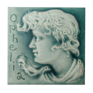 Carreau Repro Shakespeare Ophelia Portrait Faux Relief