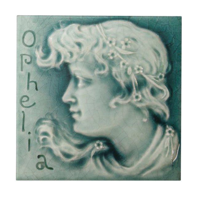Carreau Repro Shakespeare Ophelia Portrait Faux Relief (Devant)