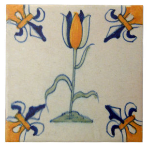 Carreau Repro Tulipe jaune traditionnelle Delft Tile