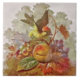 Carreau Repro Victorian peint à la main Bird & Fruit Carre