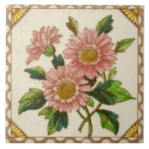 Carreau Repro Victorian Pink Daisies transfert couleur mai
