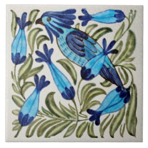 Carreau Repro Vintage Antique De Morgan Cockatoo Bird