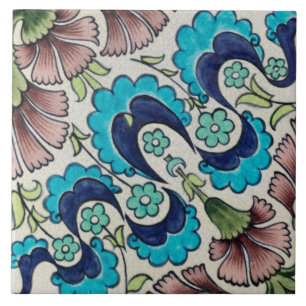 Carreau Repro Vintage bleu marron Floral De Morgan tuiles